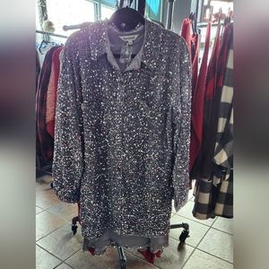 Davi & Dani Sequin Shirt Dress